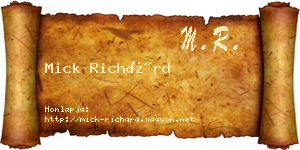 Mick Richárd névjegykártya
